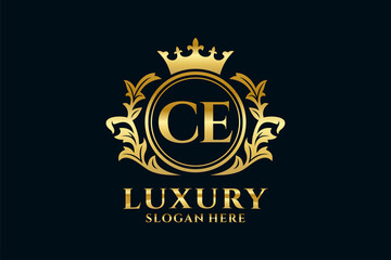Initial CE Letter Royal Luxury Logo template in vector art for luxurious branding projects and other vector illustration. - obrazy, fototapety, plakaty