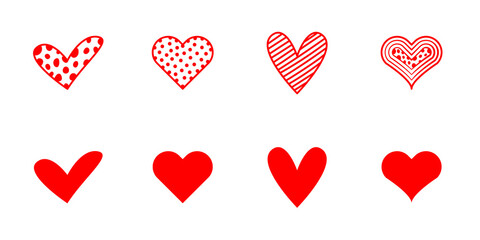 Conjunto de corazones rojos. Concepto de decoración. Amor y San Valentín 