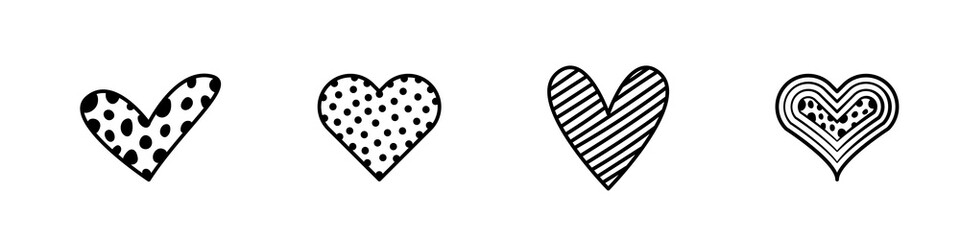 Conjunto de corazones negros. Concepto de decoración. Amor y San Valentín 