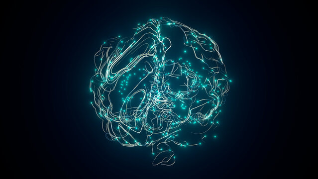 Hologram Brain Activity Visualization With Particles 3d Render