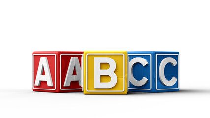 Set of colorful 3d alphabet cubes