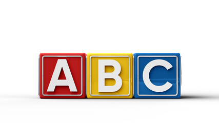 Set of colored 3d cubes isolated on blue background for compositions