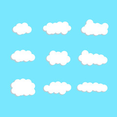 Cartoon Cloud. cloudy white set on a blue background. Vector illustration.