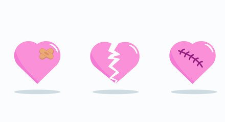 broken heart set cartoon design. treated. for content, books and more. Vector illustration
