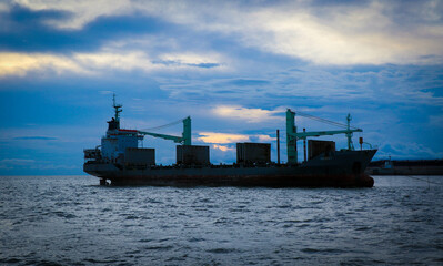 Giant Cargo Ship in the Sea