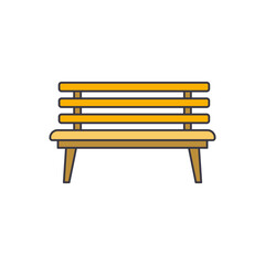  Wooden bench chair icon in color, isolated on white background 