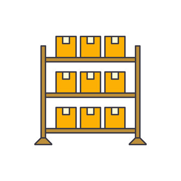 warehouse racking icon in color, isolated on white background 