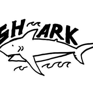 shark in hand drawn illustration in trendy design style for stickers and tattoo