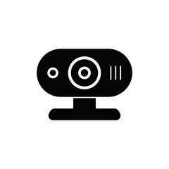 Web cam icon in black flat glyph, filled style isolated on white background