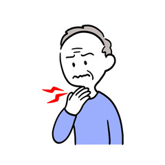 喉が痛そうな高齢男性