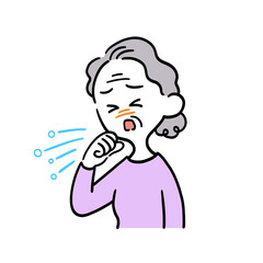 咳やくしゃみが止まらない高齢女性