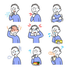 Naklejka premium 高齢男性の体調不良セット