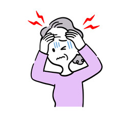 頭が痛い高齢女性