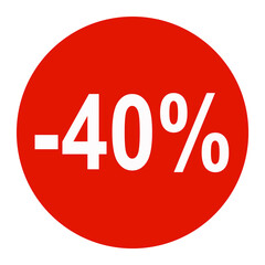 - 40 % . Cercle rouge sur fond transparent.