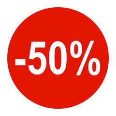 - 50 % . Cercle rouge sur fond transparent.