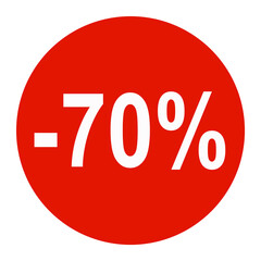 - 70 % . Cercle rouge sur fond transparent.