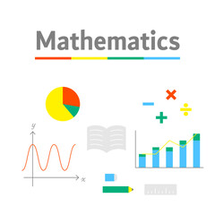 STEM教育（マスマティックス）のアイコンイラストセット（白背景・ベクター・切り抜き）