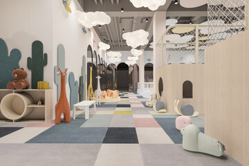 Interior Modern Playroom for Children with Toys