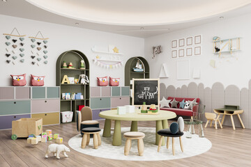 Interior Modern Playroom for Children with Toys