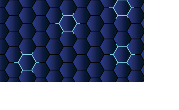 Dark Blue Neon Hexagon Background