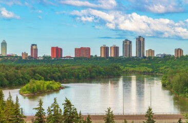 Fototapeta na wymiar Edmonton Skyline By The River Valley