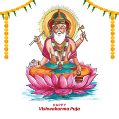 Fototapeta na wymiar Hindu god vishwakarma puja celebration background