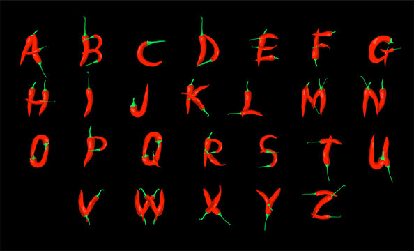 chili pepper alphabet vector image