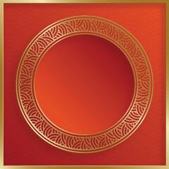 Chinese frame with oriental Asian elements on color background