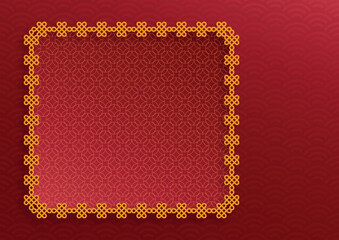 Chinese frame with oriental Asian elements on color background