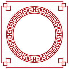 Chinese frame with oriental Asian elements on color background