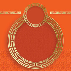 Chinese frame with oriental Asian elements on color background