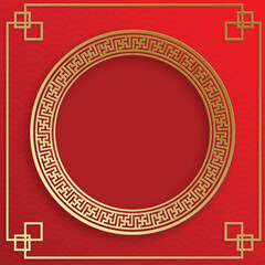 Chinese frame with oriental Asian elements on color background