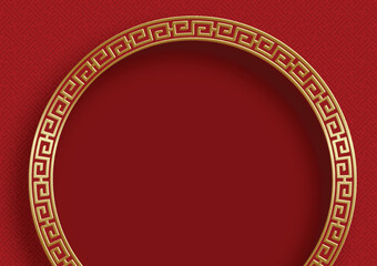 Chinese frame with oriental Asian elements on color background