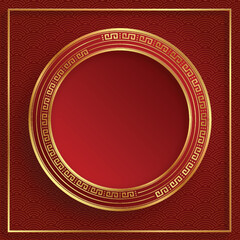 Chinese frame with oriental Asian elements on color background
