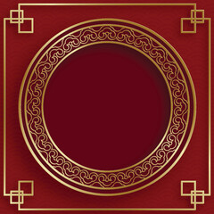 Chinese frame with oriental Asian elements on color background
