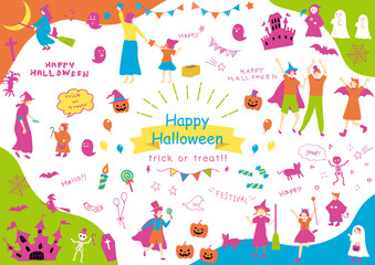 ハロウィンを楽しむ人達