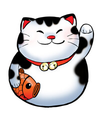 Japanese cartoon black spotted cat of fortune