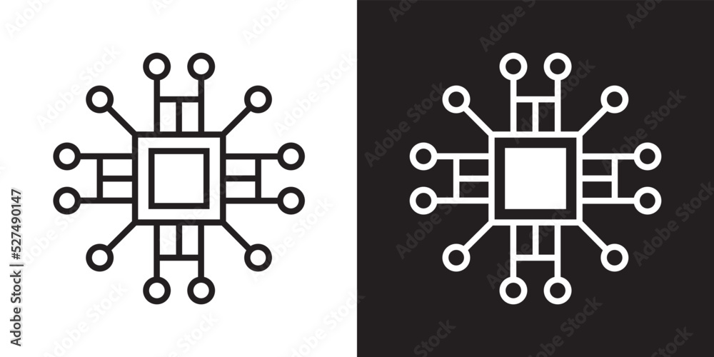 Leinwandbilder modern artificial intelligence outline style icon design vector. technology circuit chip digital sma