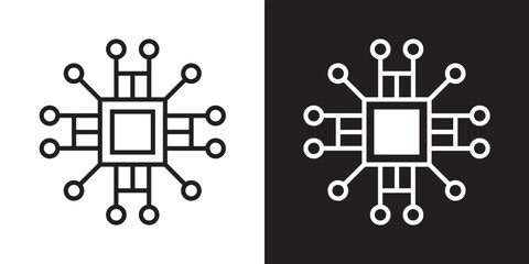 Modern artificial intelligence outline style icon design vector. Technology circuit chip digital smart mind symbol illustration.	