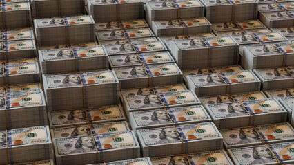 Bundles of One Hundred Dollar Bills. Wealth concept Background.