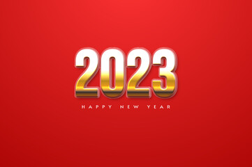 happy new year 2023 with shiny luxury gold numbers