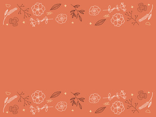 オレンジと茶色のお花のお手紙フレーム