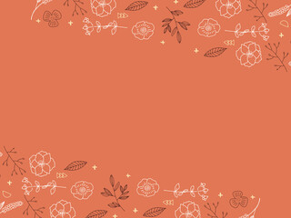 オレンジと茶色のお花のお手紙フレーム