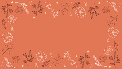 オレンジと茶色のお花のお手紙フレーム