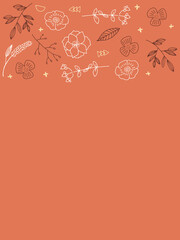 オレンジと茶色のお花のお手紙フレーム