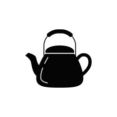 kettle icon in black flat glyph, filled style isolated on white background