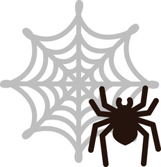 クモと蜘蛛の巣のイラスト／ハロウィン