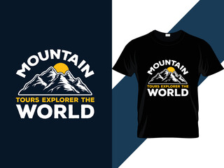 Adventure mountain camping typography t shirt design 