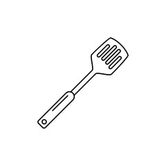 slotted spatula icon in line style icon, isolated on white background