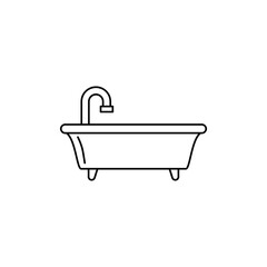 bathtub and shower tub icon in line style icon, isolated on white background